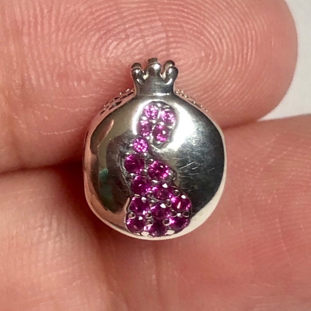 Rhinestone Pregnant Woman Sterling Silver charm